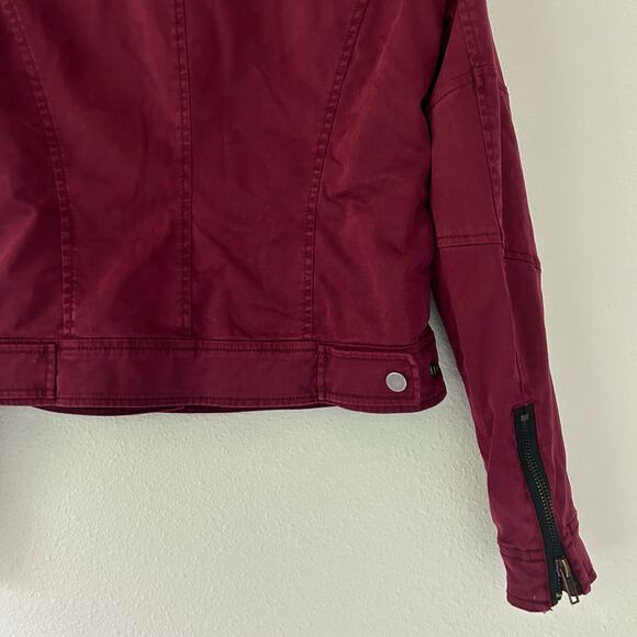 Sanctuary moto utility lightweight maroon jacket pockets bikercore biker S - Picture 9 of 11